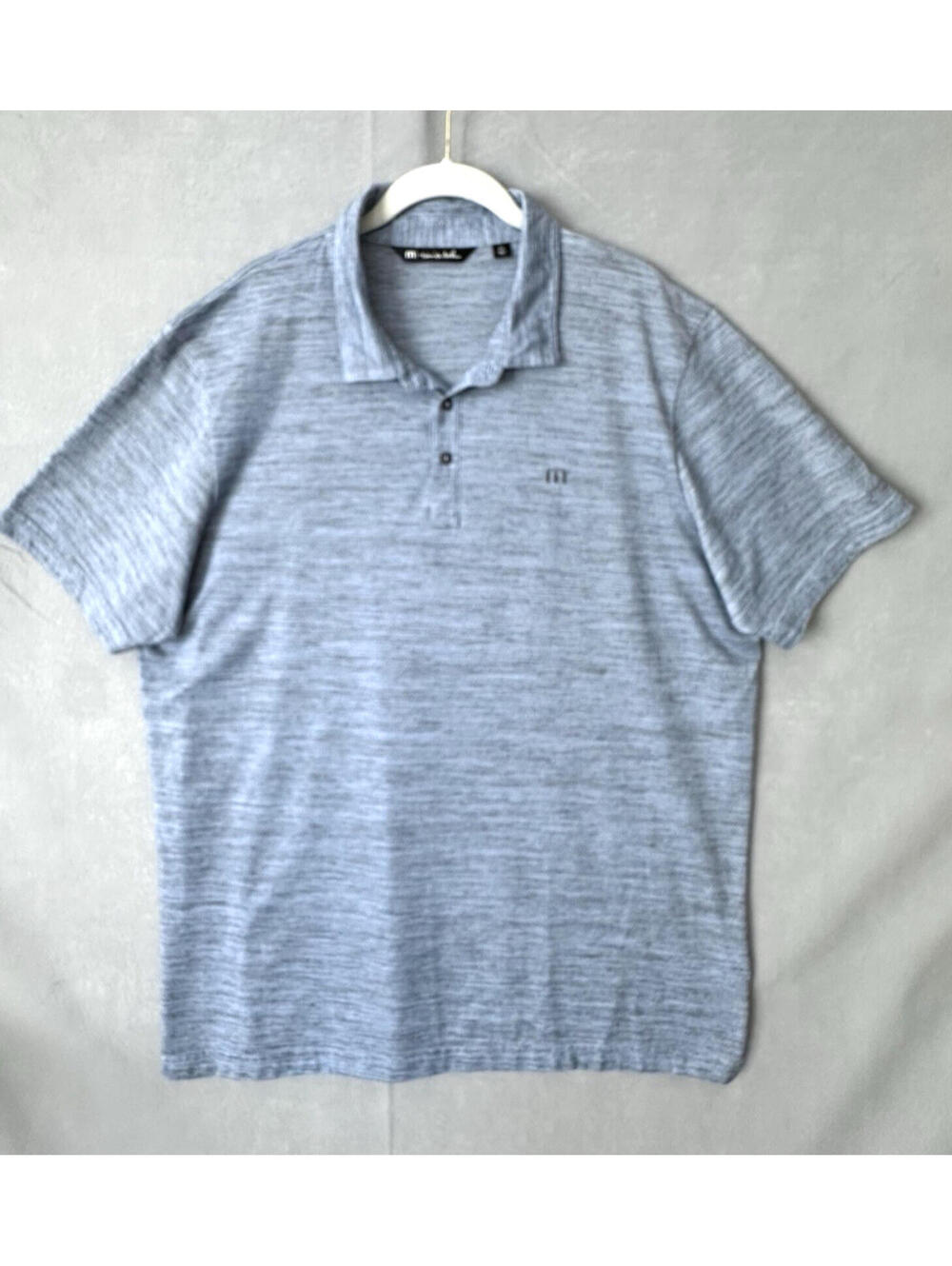 TRAVIS MATHEW Polo Golf XXL Shirt Men Blue Short Sleeve w/ Logo